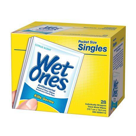 Wet ones serviettes antibactériennes, parfum d’agrumes - antibacterial hand wipes singles citrus (28 wipes)