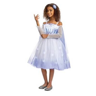 Kids' Disney Frozen Elsa Deluxe Light Up Halloween Costume Dress with Headpiece S (4-6x): Princess LED Dress for Kids