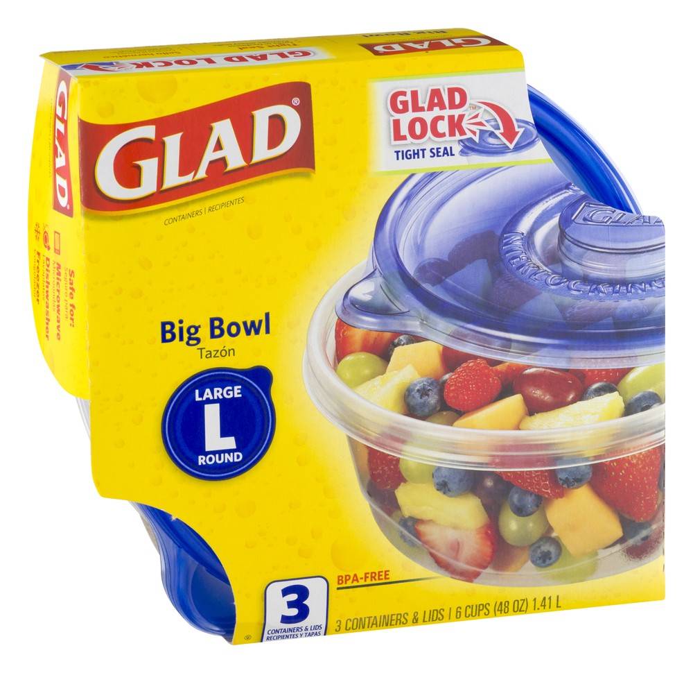 Glad Big Bowl Large Round Containers & Lids