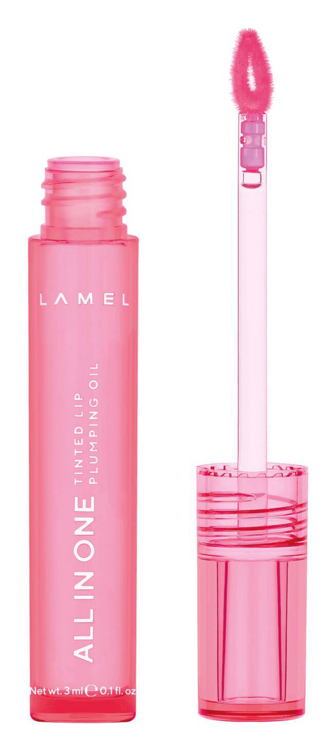 Lamel All in One Lip Tinted Plumping Oil, Peachy (0.1 fl oz)