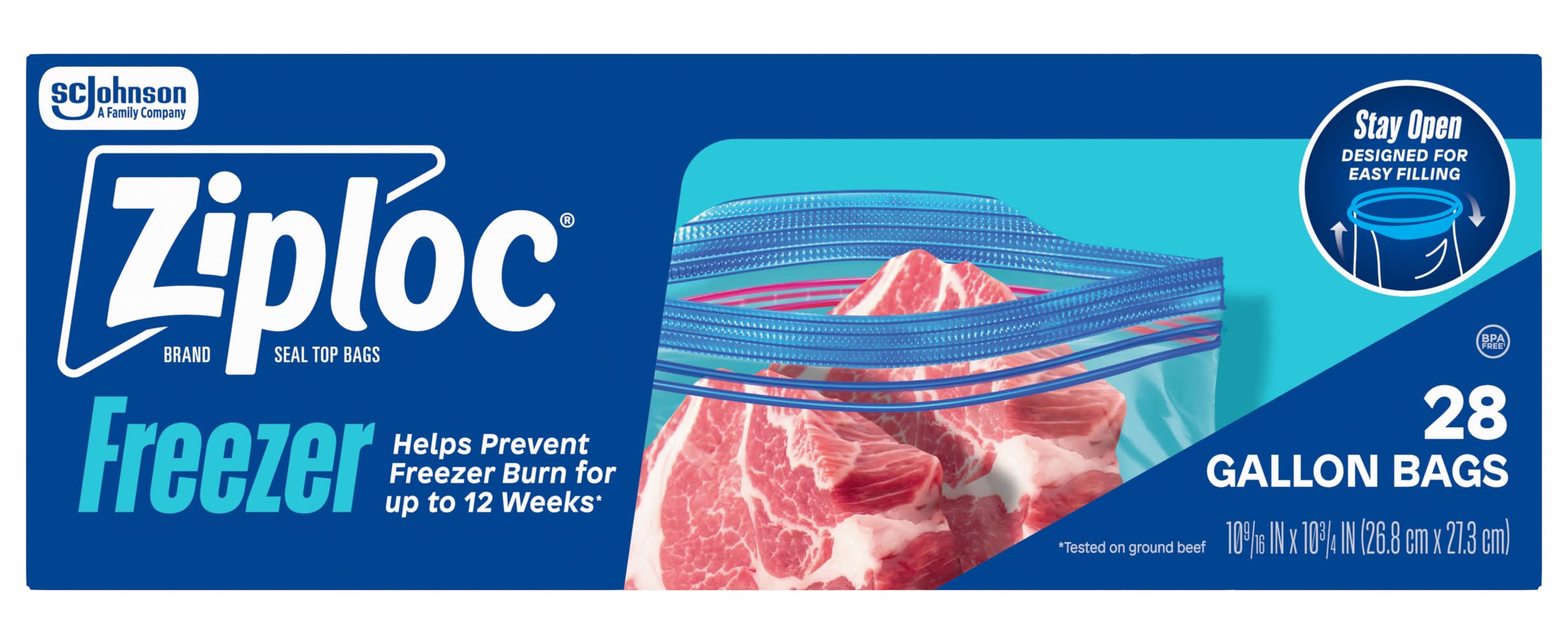 Ziploc Seal Top Freezer Bags 1 Gal, 26.8x27.3 cm (28 ct)
