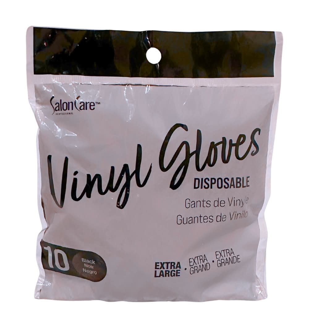 Salon Care Vinyl Gloves, XL, Black (10 ct)