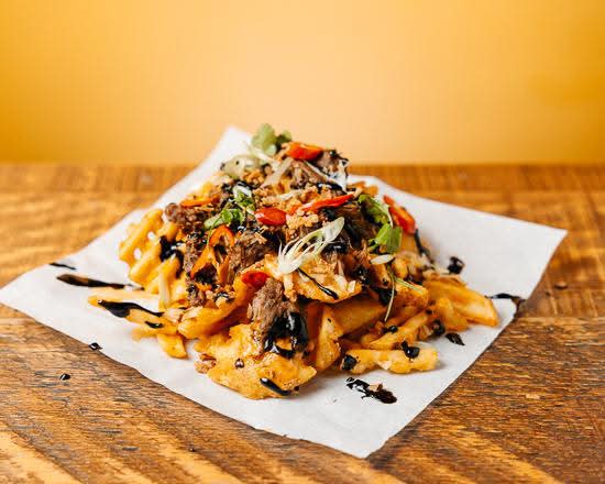 Loaded Waffle Fries* with Shiitake Mushroom (V)
