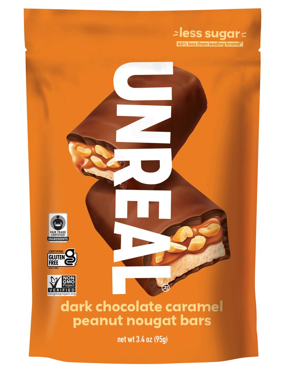 Unreal Bars, Dark Chocolate-Caramel-Peanut-Nougat (3.4 oz)