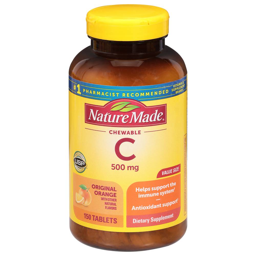 Nature Made Orange Flavored Vitamin C 500 mg Chewable Tablets (150 ct)