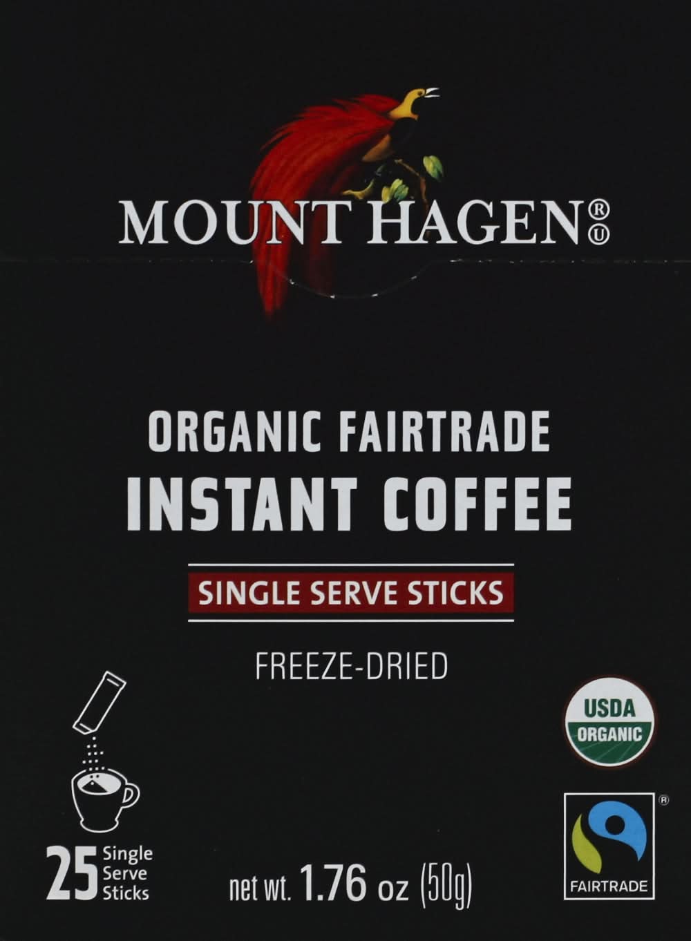 Mount Hagen Organic Fairtrade Instant Sticks, Coffee (1.8 oz, 25 ct)