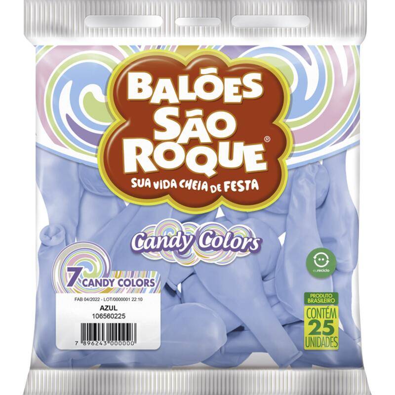 São roque balão candy colors (25 un) (nº7/azul)