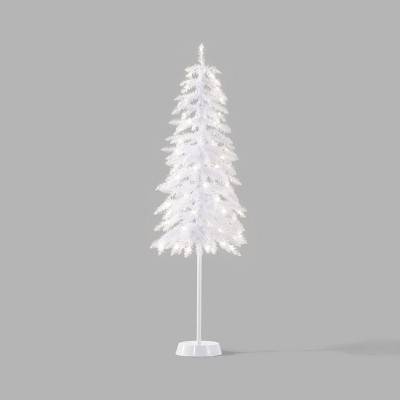 5' Pre-lit Slim White Tinsel Alpine Fir Artificial Christmas Tree White Lights - Wondershop™