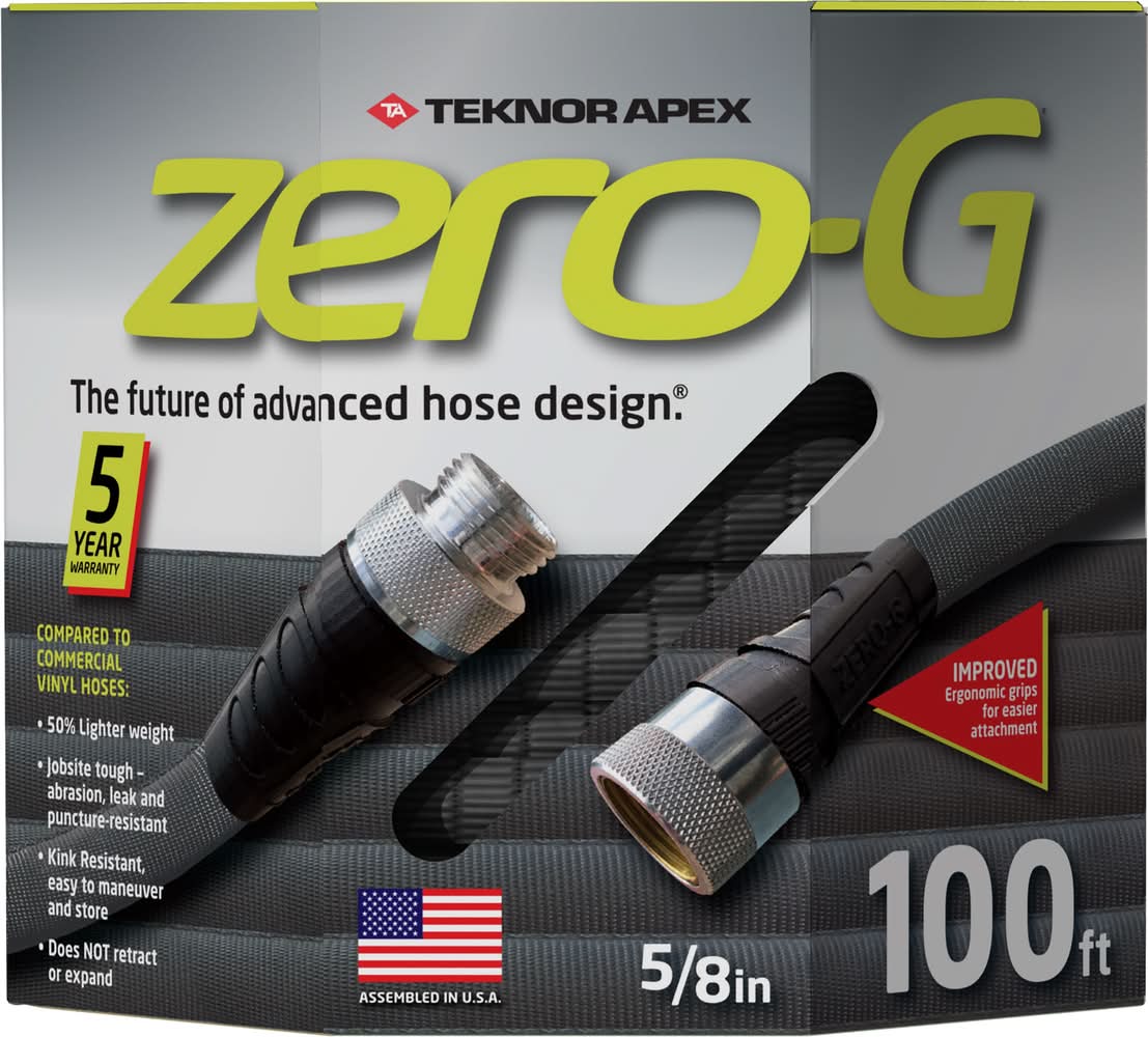 Zero-G Teknor Apex 5/8-in x 100-ft Premium -Duty Kink Free Woven Gray Hose