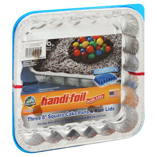 Handi-Foil Cake Pans & Blue Lids (3 ct)