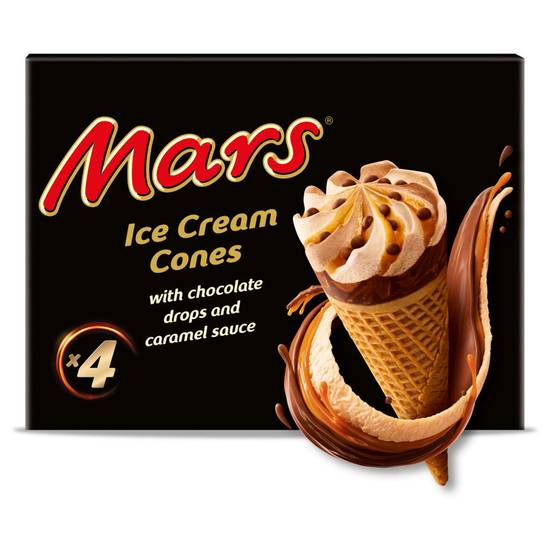 Mars Chocolate and Caramel Ice Cream Cones 4 x 110ml