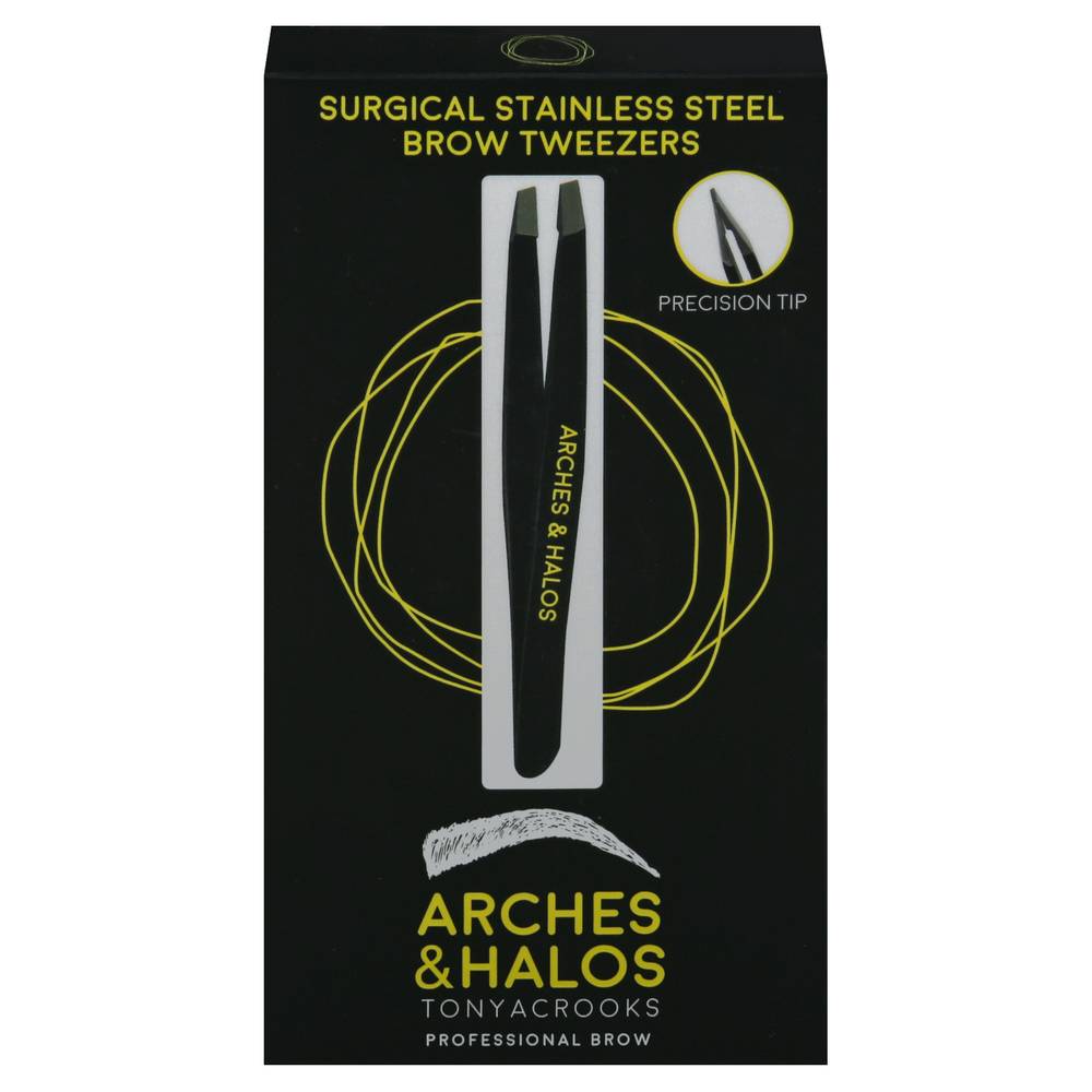 Arches & Halos Surgical Stainless Steel Brow Tweezers, Black (14.2 g)