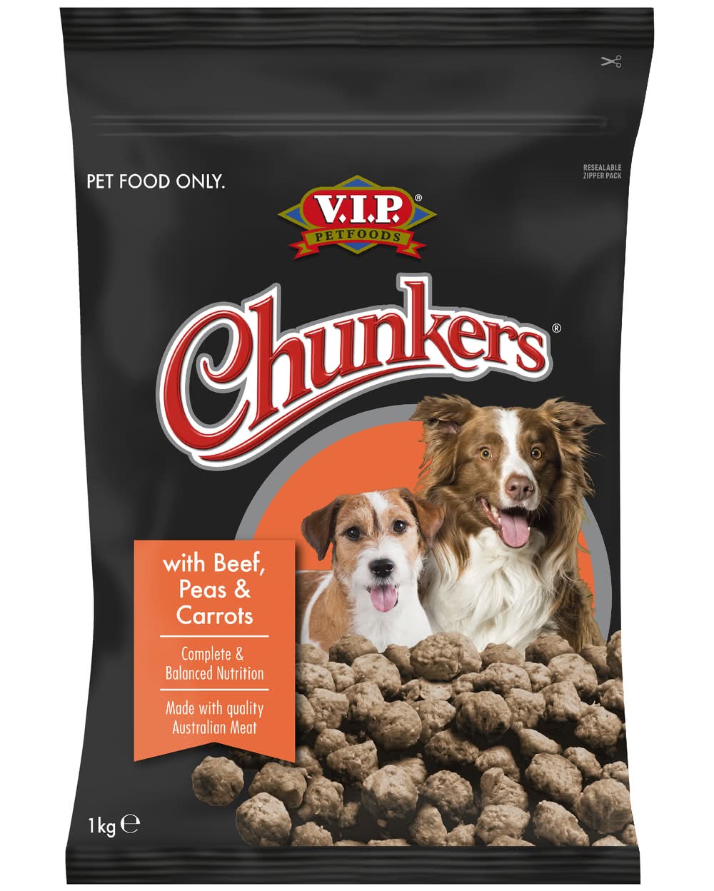 V.I.P. Petfoods Chunkers Meatballs Chilled Dog Food, Beef Peas & Carrots, Adult (1kg)