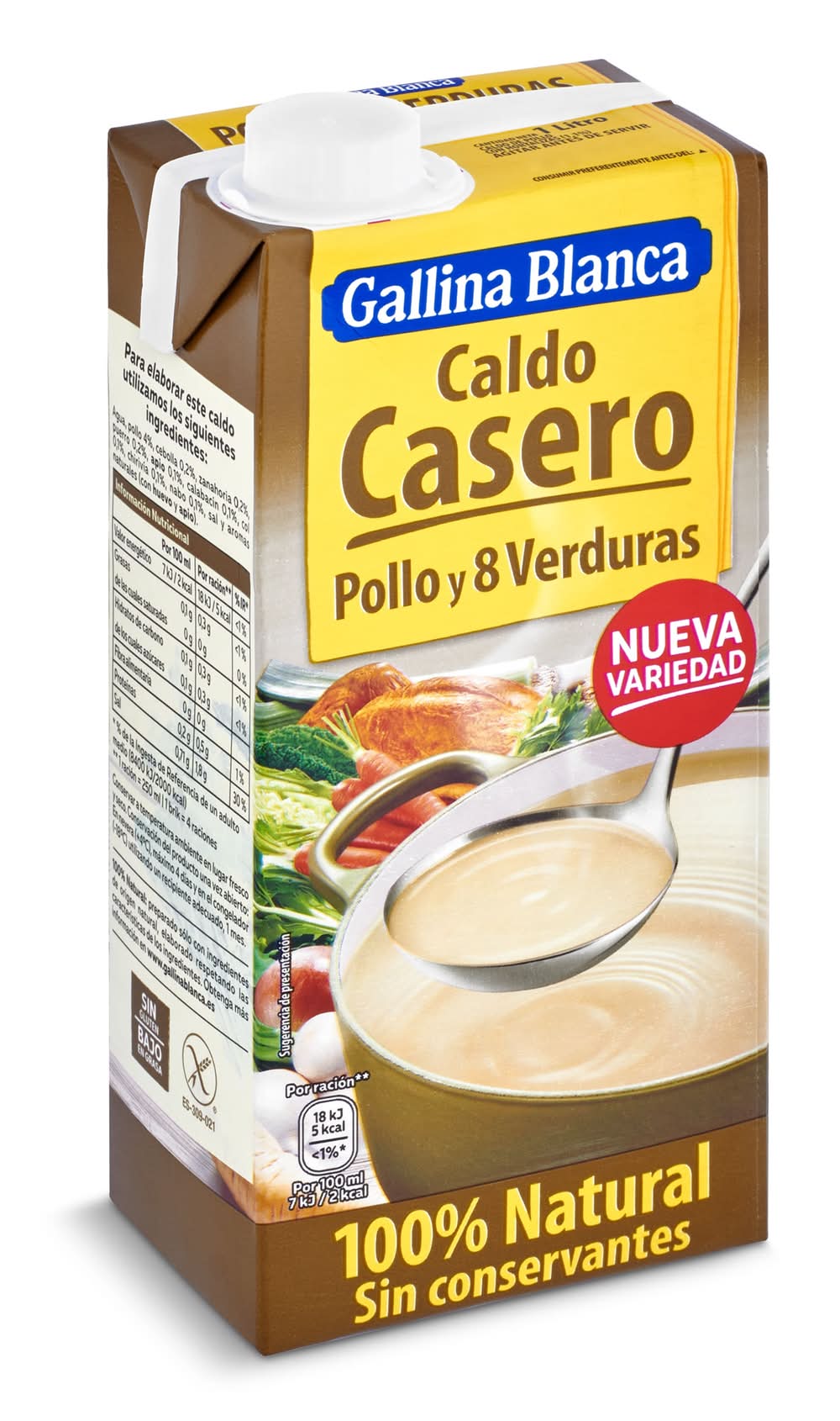 Caldo Casero De Pollo Y 8 Verduras Gallina Blanca Brik 1 L