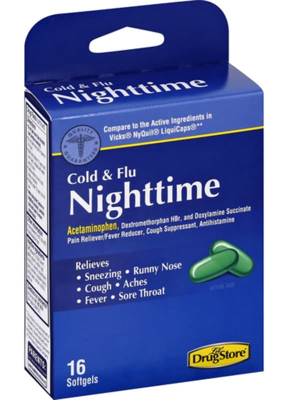 Lil Drug Store Nighttime Softgels Cold & Flu 16-Count