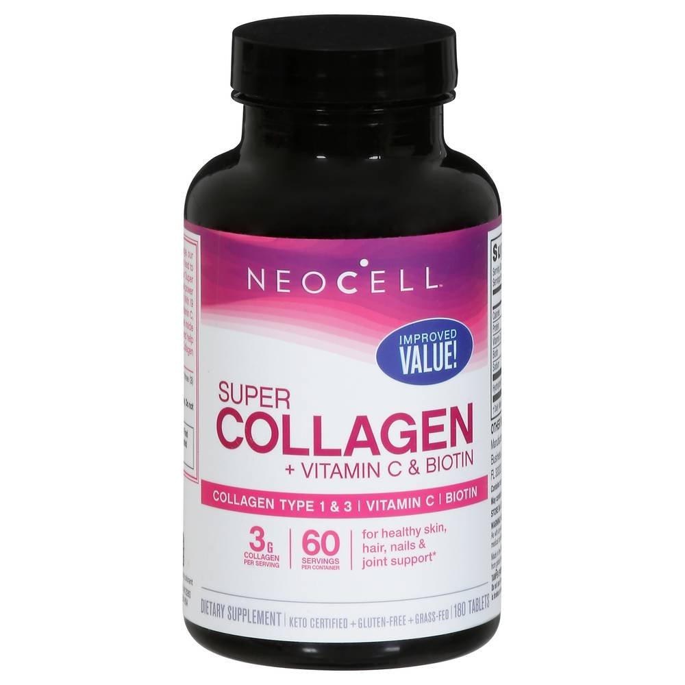 NeoCell Super Collagen + Vitamin C & Biotin Dietary Supplement Tablets (180 ct)