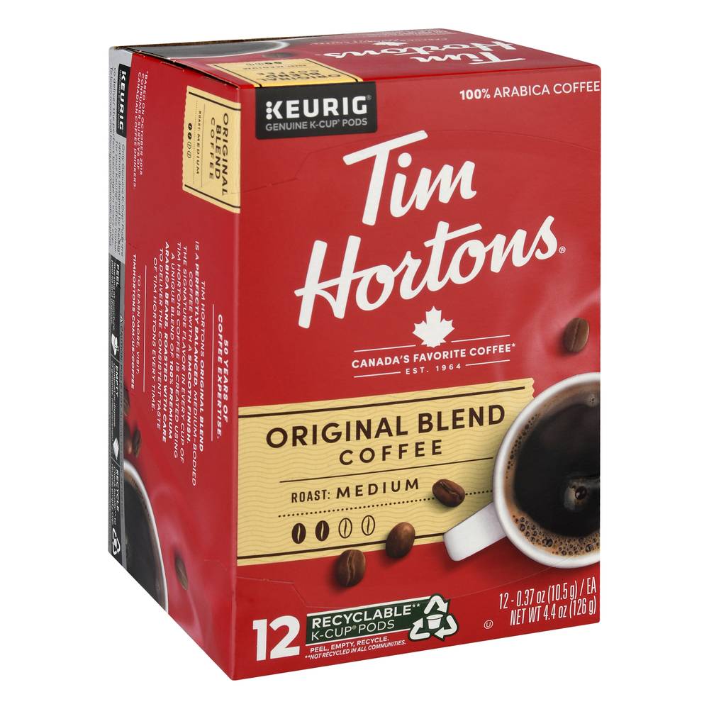 Tim Hortons 100% Original Blend Coffee Pods, Arabica (4.4 oz, 12 ct)