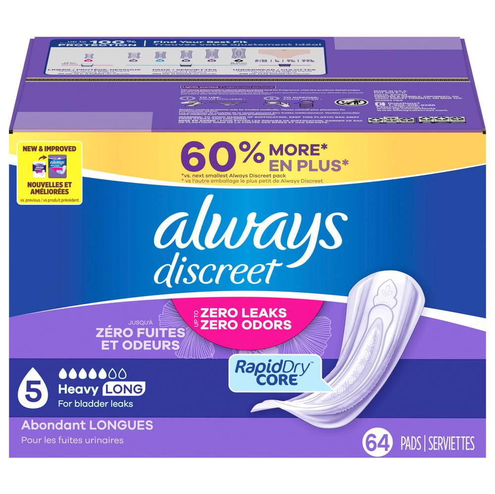 Always Discreet Adult Incontinence Heavy Absorbency Long Length Postpartum Pads