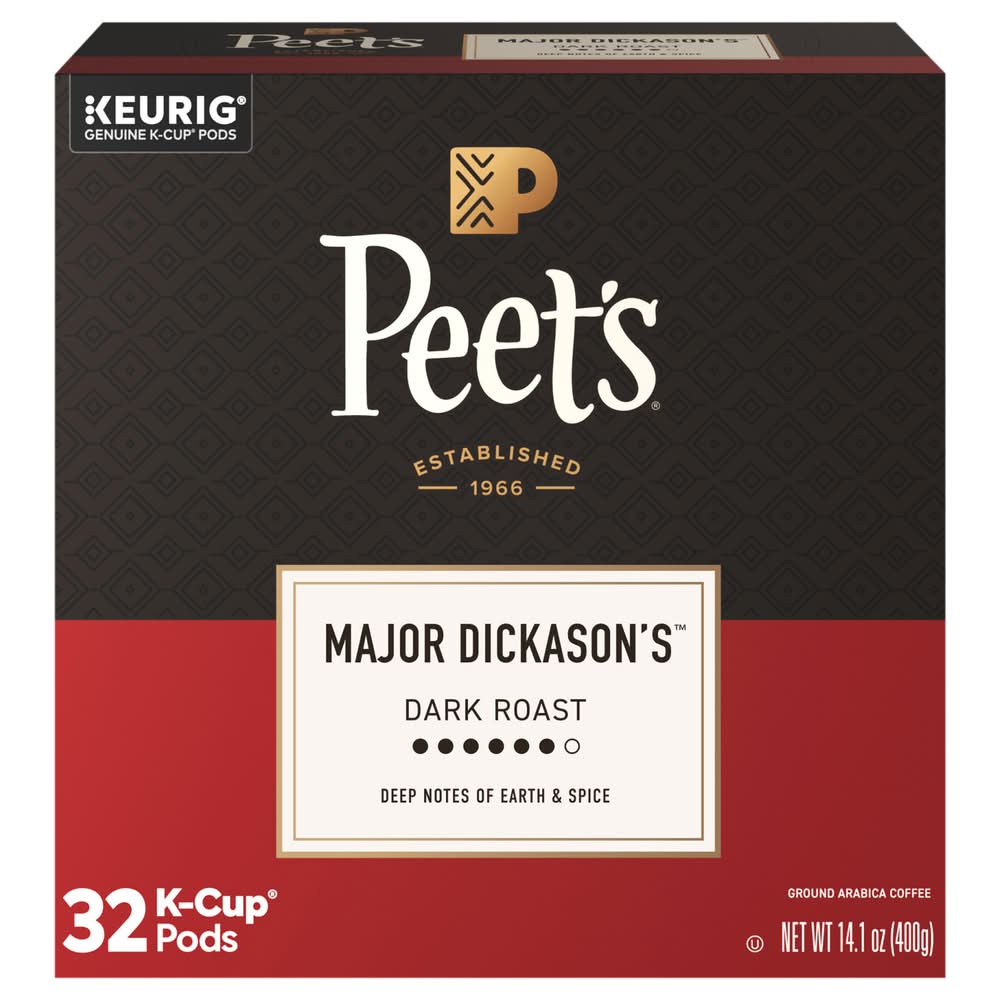 Peet's Coffee Major Dickason's Blend Dark Roast Coffee K Cup Pods (14.1 oz, 32 ct)