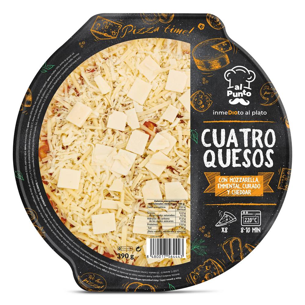 Pizza 4 Quesos Al Punto Dia Bandeja 390 G