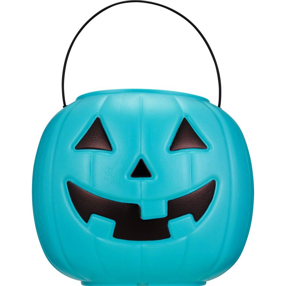 Spooky Village Teal Halloween Bucket, 8 in