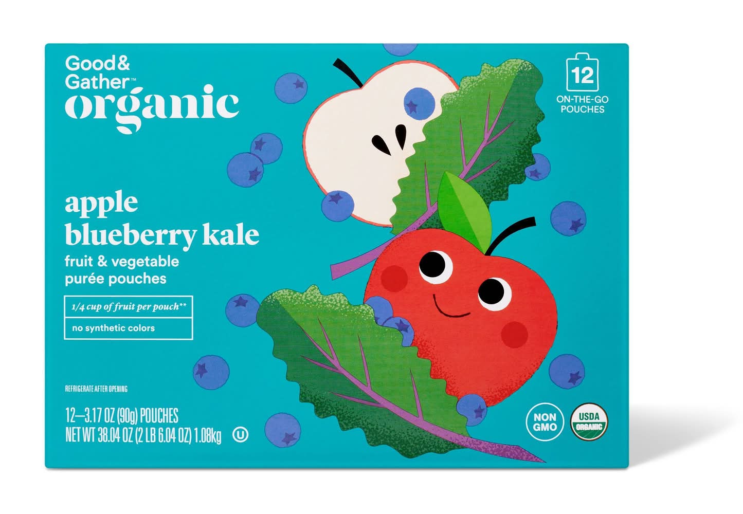 Good & Gather Organic Applesauce Pouches, Apple-Blueberry Kale (3.17 oz, 12 ct)