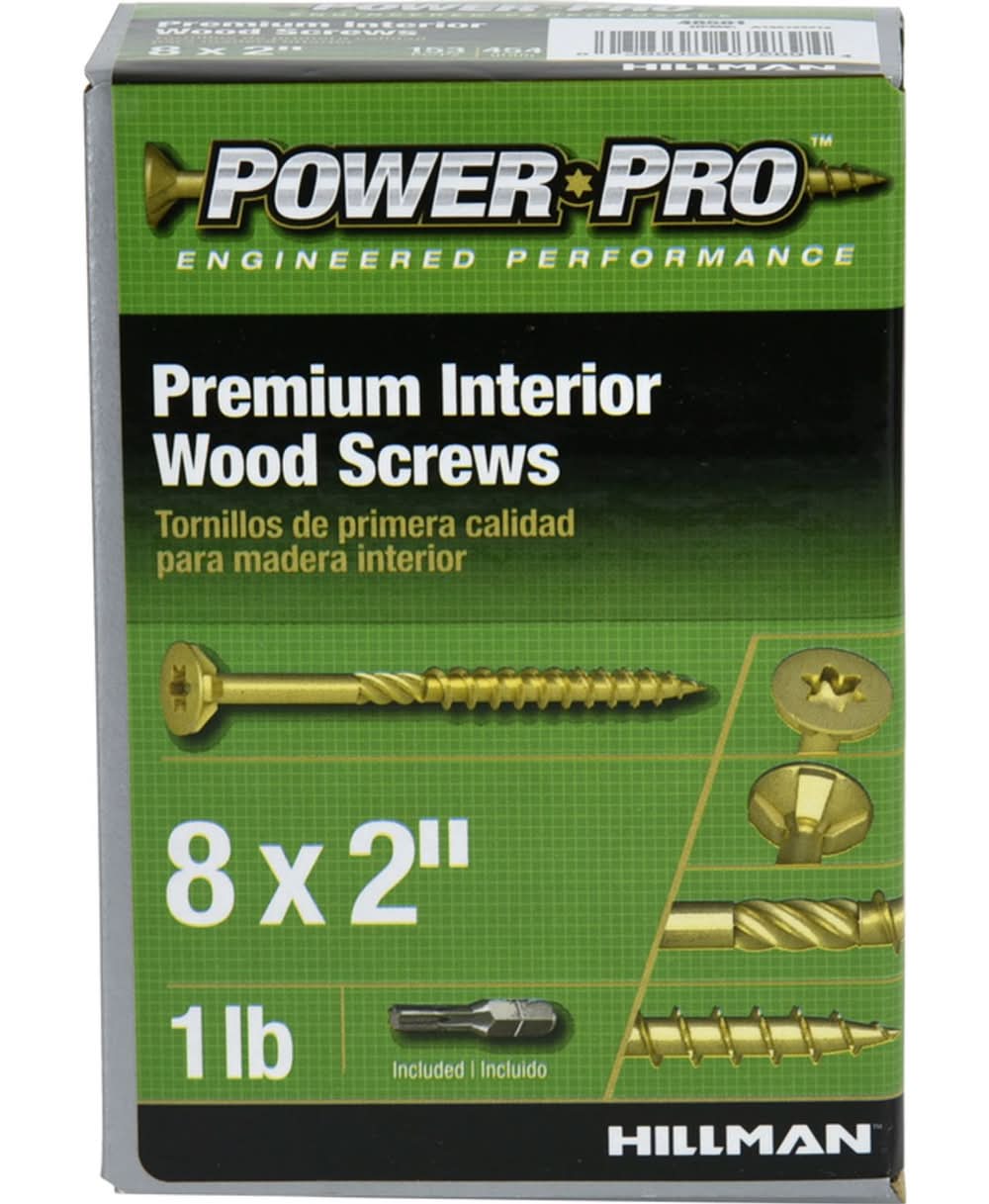 Hillman Power Pro No. 8 X 2 In. L Star Yellow Zinc Coarse Wood Screws 141 Pk