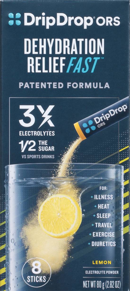 Drip Drop Ors Lemon Fast Dehydration Relief Supplement (8 ct)