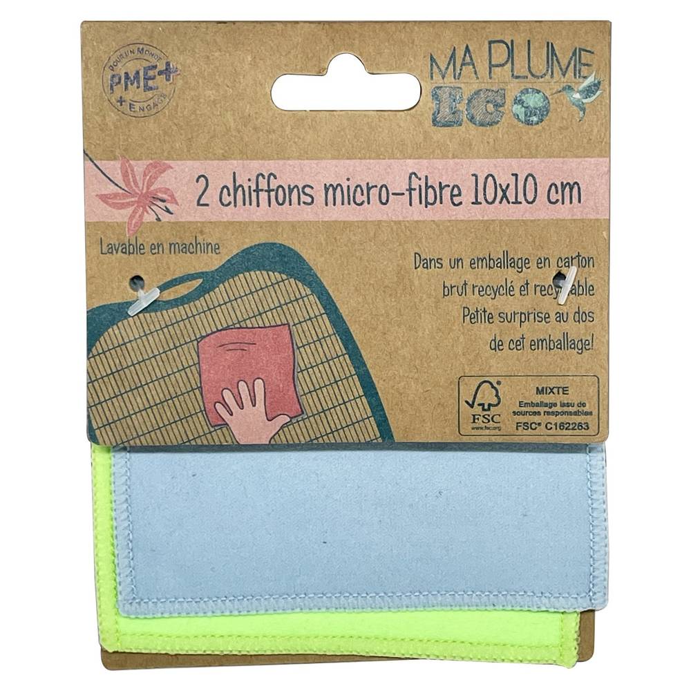 Ma Plume Eco - Chiffons microfibres (10 x 10 cm/bleu - vert)