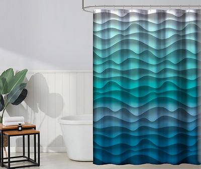 Real Living Blue Wavy Stripe Peva Shower Curtain (assorted)