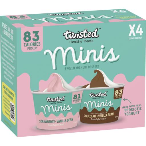 Twisted Healthy Treats Twisted Minis Frozen Yoghurt Strawberry & Vanilla Bean And Chocolate & Vanilla Bean 120mL