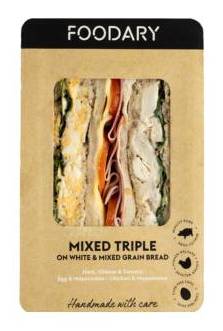 Foodary Mixed Triple Sandwich on White and Mixed Grain bread 272g