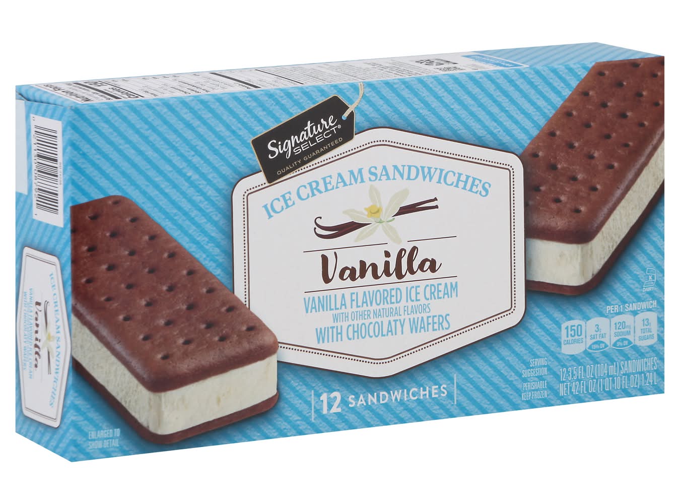 Signature Select Ice Cream Sandwiches, Vanilla (12 x 3.5 fl oz)