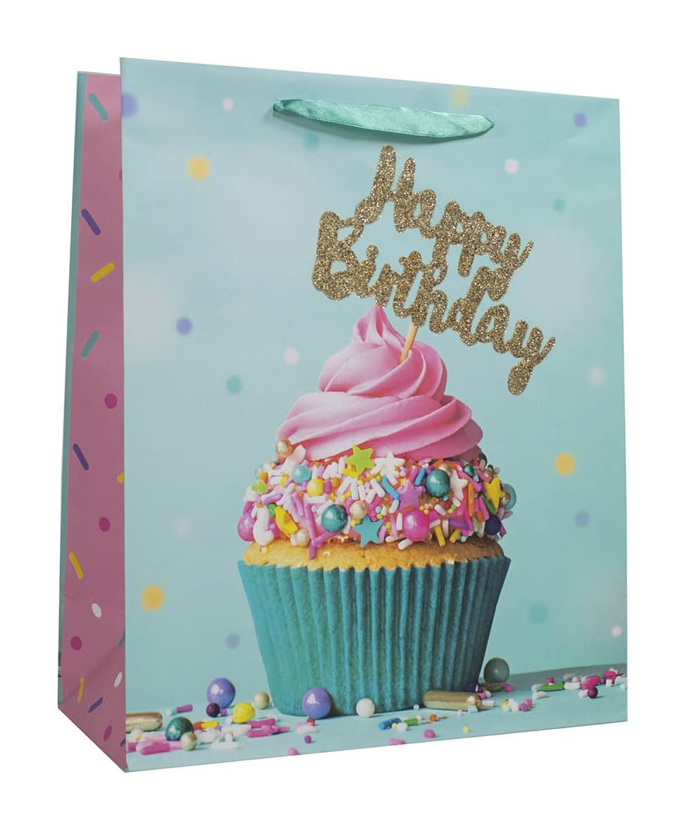 Happy Birthday Cupcake Gift Bag Large