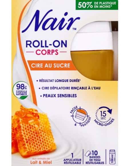 Nair - Cire dépilatoire roll on aux extraits de lait et miel (100ml)