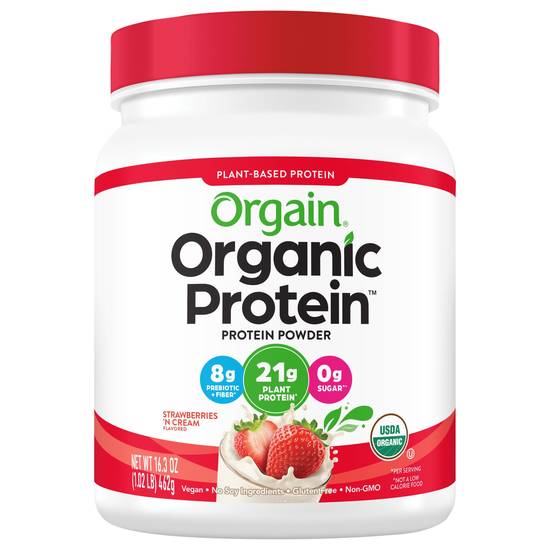 Orgain Organic Vegan Protein Powde (16.3 oz) (strawberries)