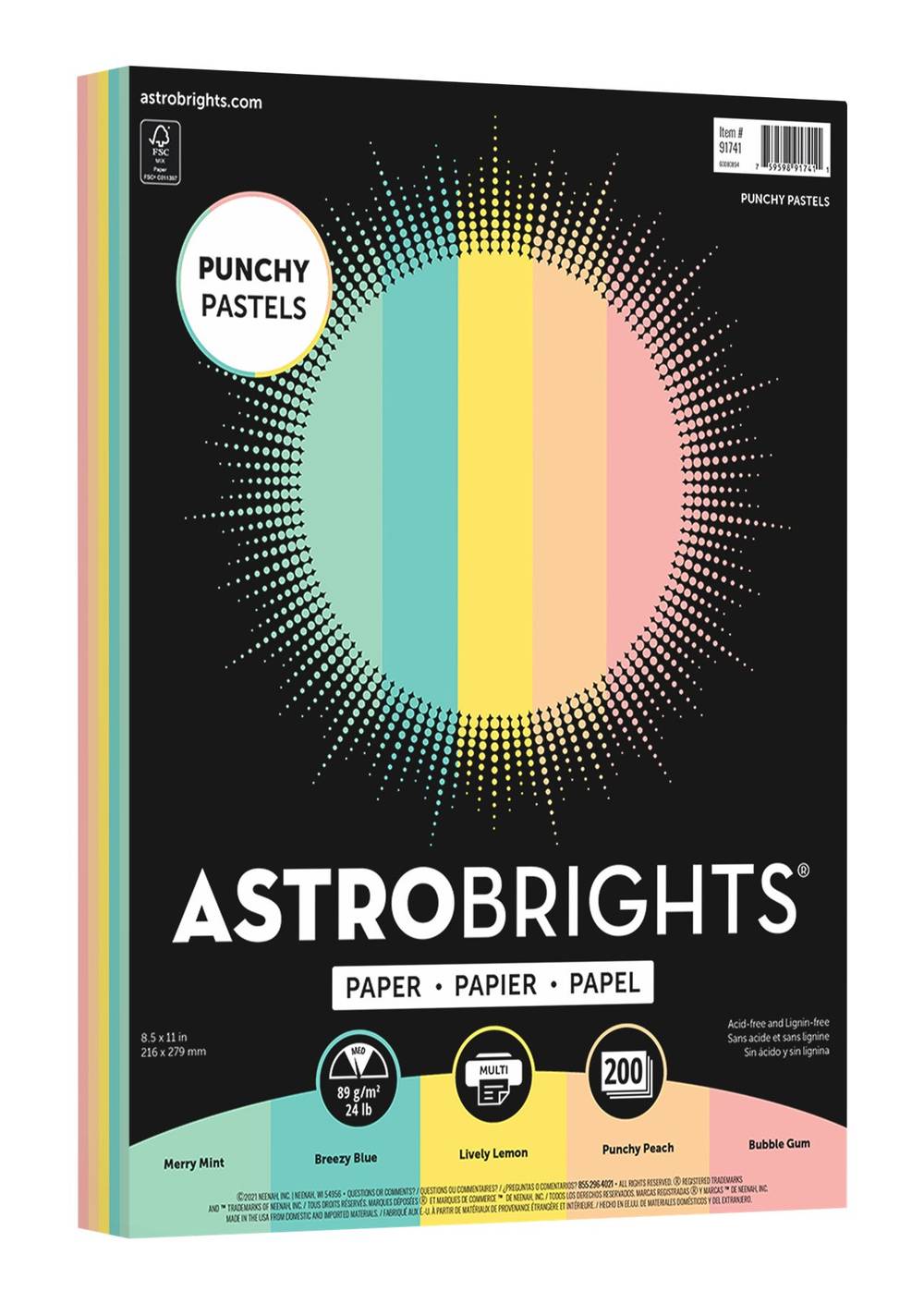 Astrobrights 200 Sheets Punchy Pastel Print Paper, Assorted