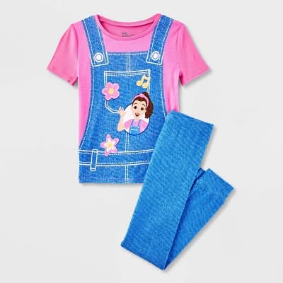 Girls' Ms. Rachel 2pc Short Sleeve Snug Fit Cotton Pajama Set - Blue 6