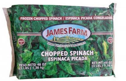 Frozen James Farm - Frozen Chopped Spinach - 3 lbs (12 Units per Case)