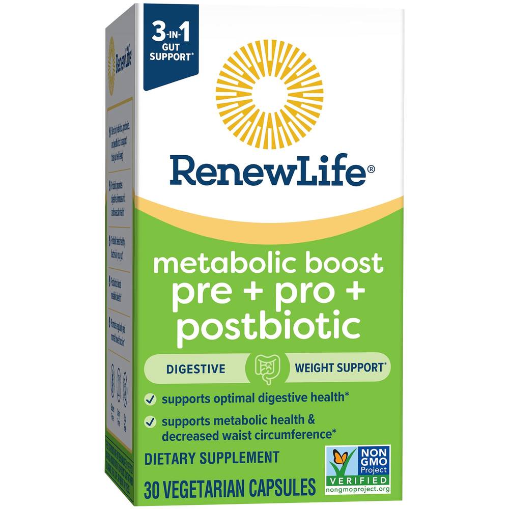 Metabolic Boost Pre+ Pro+ Postbiotic - Probiotic Support For Digestion & Metabolism (30 Capsules)