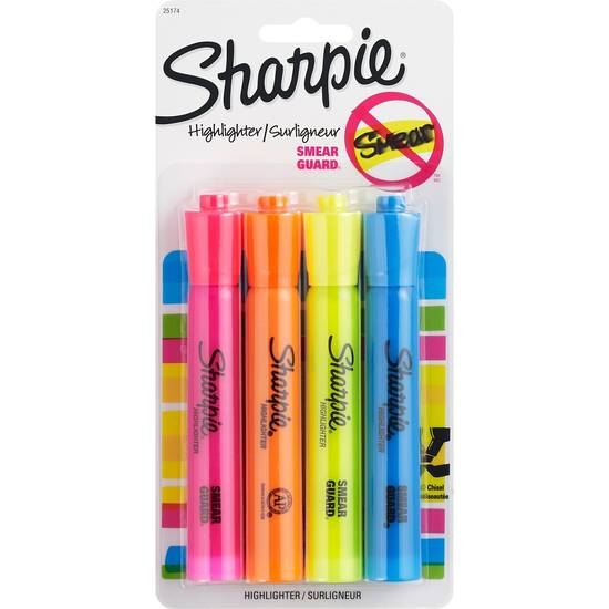 Sharpie Accent Highlighters Chisel Tip, Assorted Colors, 4 ct