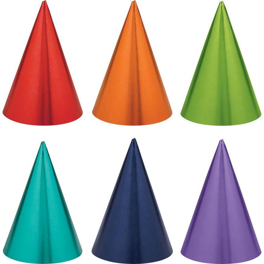 Party City Metallic Rainbow Celebration Party Hats (12 ct) (assorted)