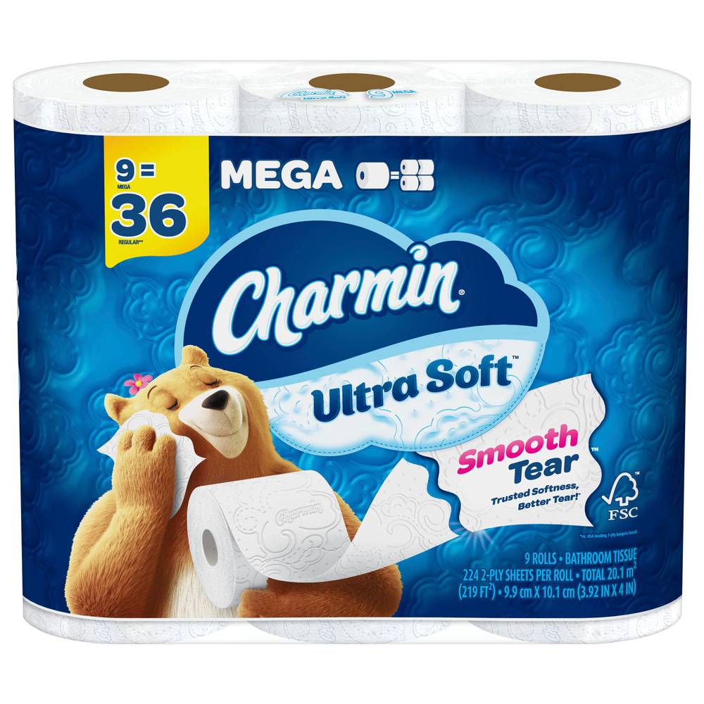 Charmin Ultra Soft Smooth Tear Toilet Paper, 219 ft (9 ct)