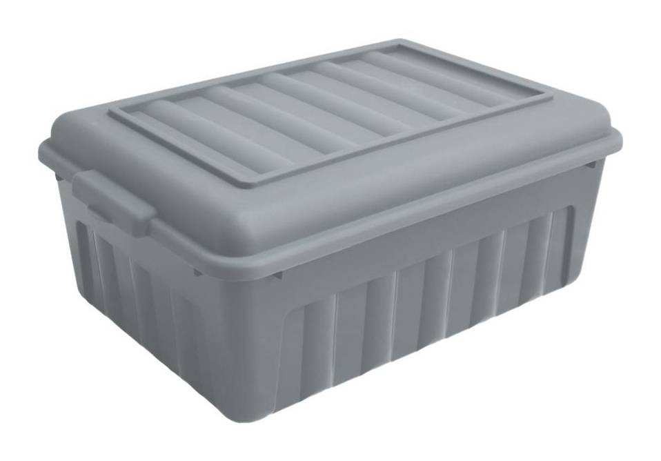 Plastic Trends · Caja de polipropileno con tapa, gris