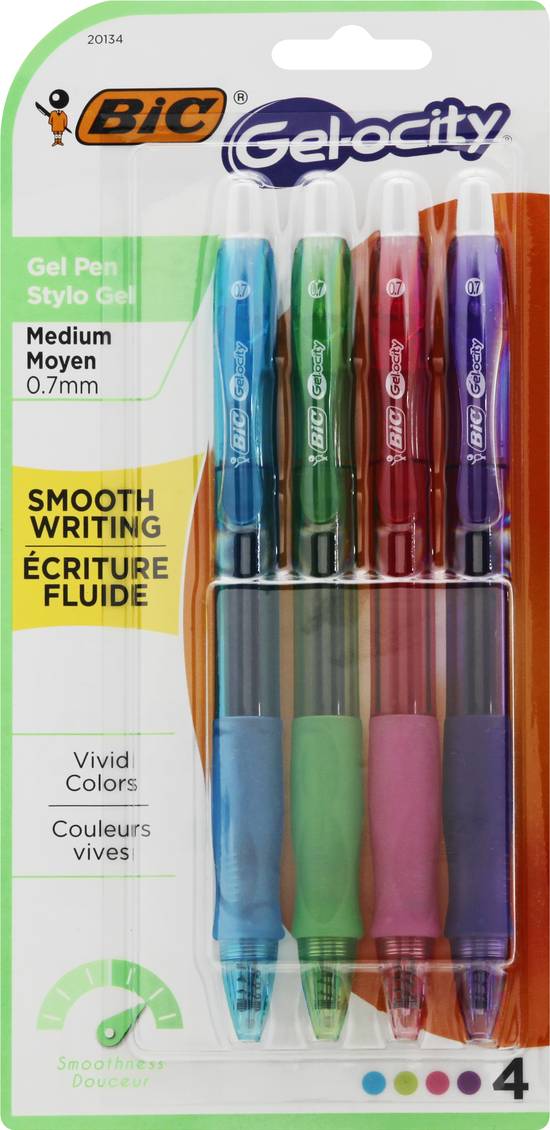 Bic 0.7 mm Gel-Ocity Medium Assorted Gel Pens (4 ct)