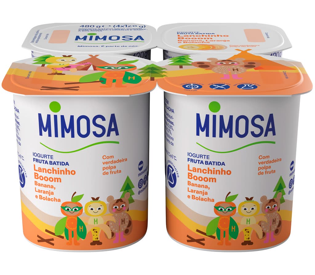 Mimosa - Iogurte fruta batida banana, laranja e bolacha, 480g