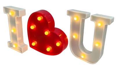 Novelty LED Light Up Letter 'I love you' - Red