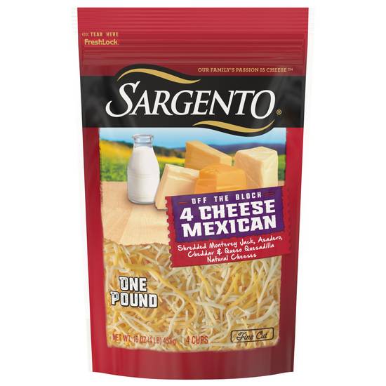 Sargento Off the Block Fine Cut 4 Mexican Shredded Cheese (16 oz)