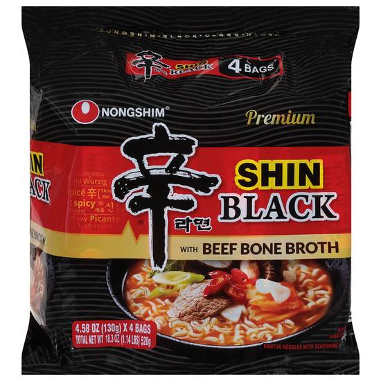Nongshim Premium Shin Black Noodle Soup (4 ct)