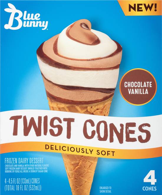 Blue Bunny Twist Cones Frozen Dairy Dessert (4 ct)